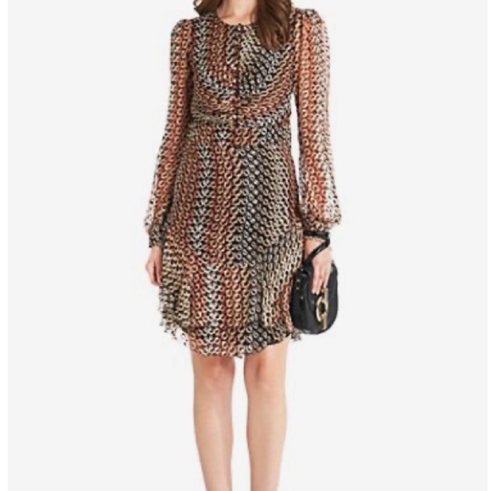 Diane von Furstenberg dress Long-Sleeve Printed Shift Dress in‎ Multi-Media